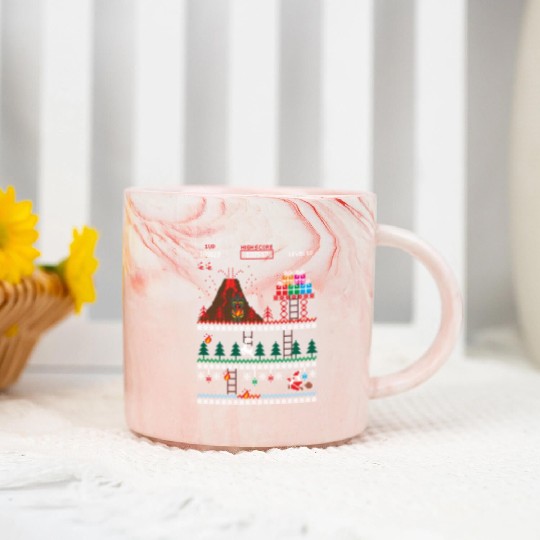 Santa vs Krampus: Merry 8-bit Christmas Marble Mugs