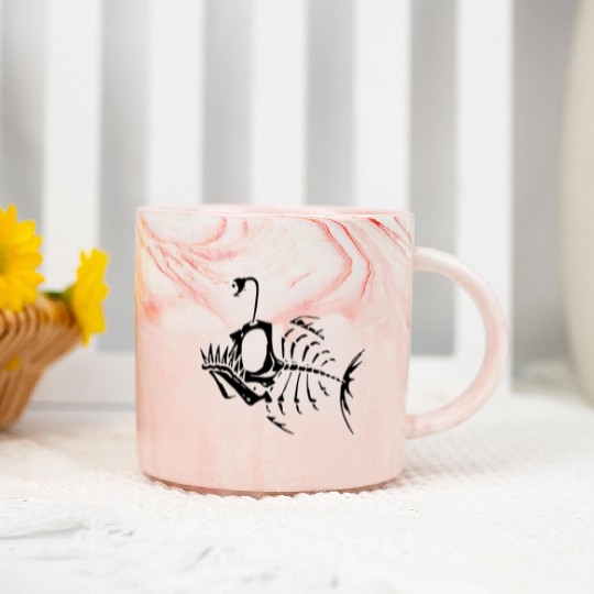 Bone Fish Mens Weird Skeleton Fashion Marble Mugs