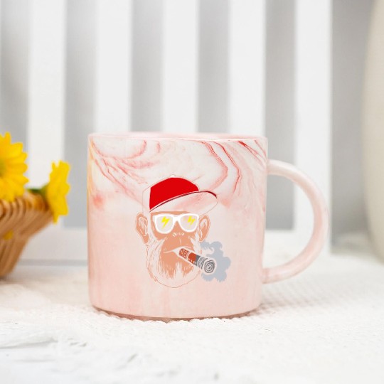 Monkey smoke gift weed ganja Marble Mugs