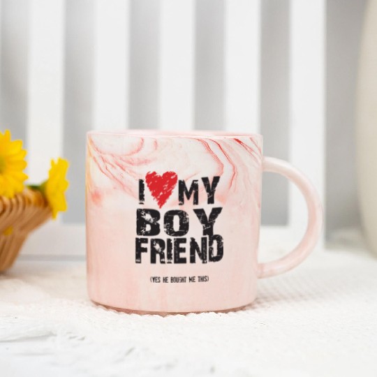 Lgbt I Love Heart My Boyfriend Men Guy Gay Pride V Marble Mugs