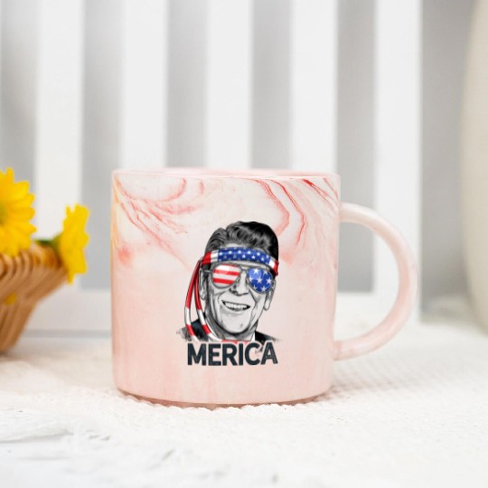 Reagan Ronald Merica 4th of July Marble Mugs Men Women US President Gifts