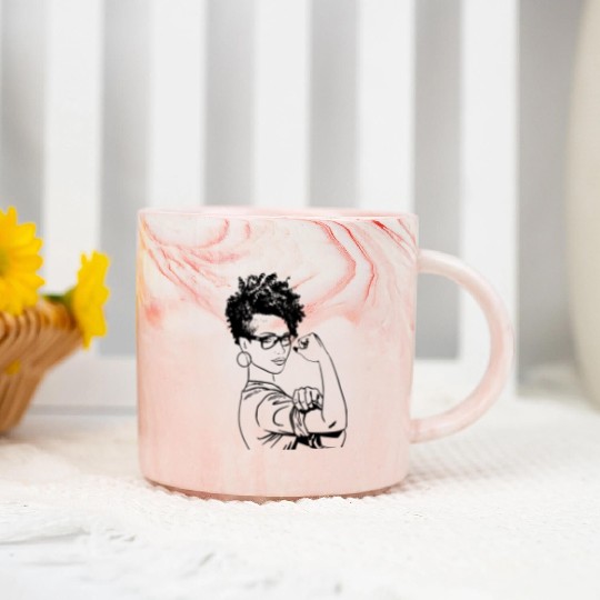 Black Strong Woman African American We Can Do It Marble Mugs