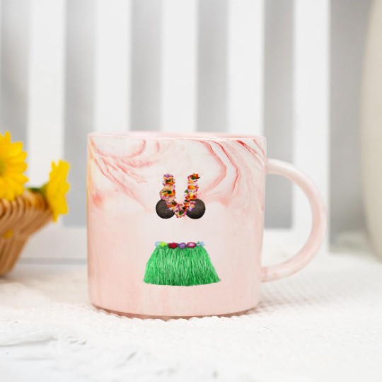 Coconut Bra Grass Skirt Lei Flowers Summer Party Marble Mugs