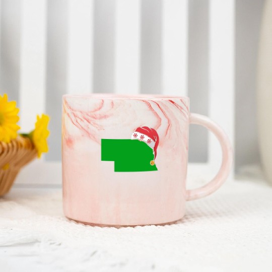Nebraska Christmas Cute Christmas Gift Green US State Marble Mugs