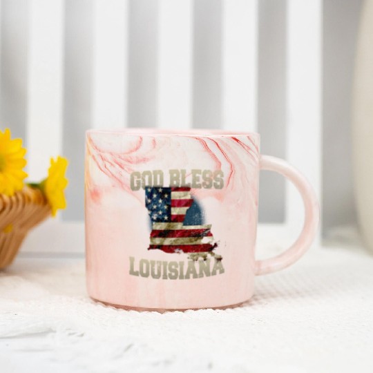 God Bless Louisiana Gift Proud Strong Awesome Design Gift Marble Mugs
