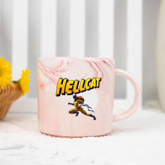 Mens Marvel Hell Cat Hella Cat Hellcat New cat Marble Mugs