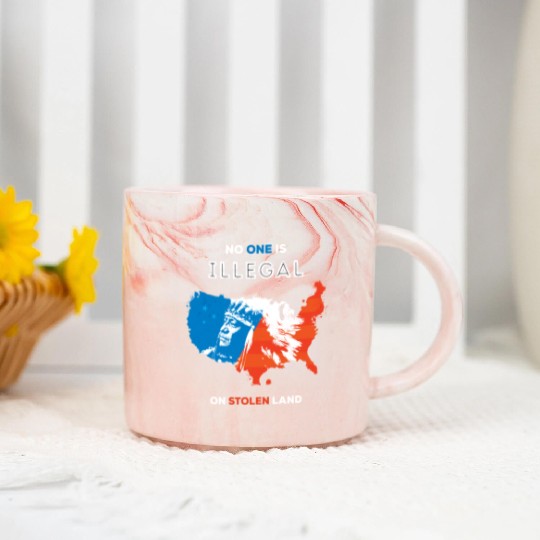 No One Is Illegal on Stolen Land Marble Mugs