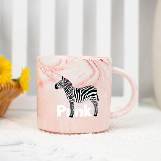 Zebra Punk Rock Music Mohawk Haircut Animal Humor Marble Mugs
