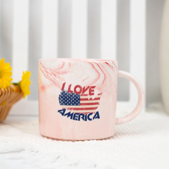 I LOVE AMERICA Marble Mugs