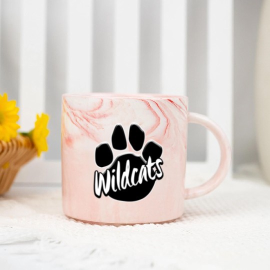 Wildcats Paw Print Mascot School Pride Marble Mugs