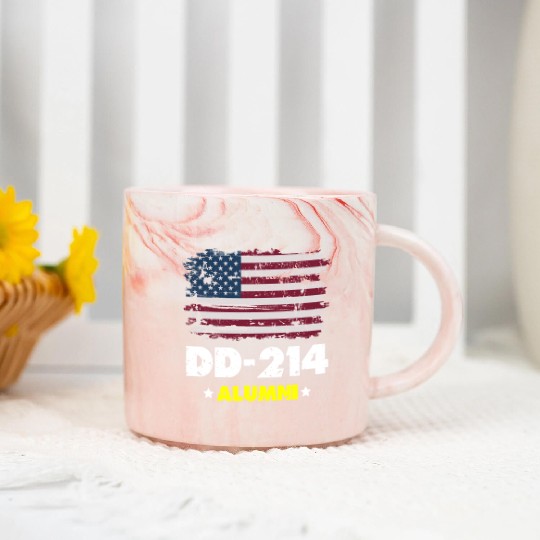 DD-214 Us Armed Forces Alumni American Flag Marble Mugs
