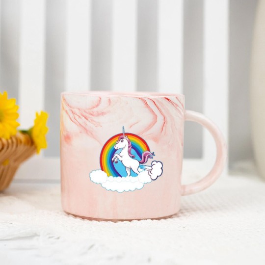 Rainbow Unicorn Love Marble Mugs