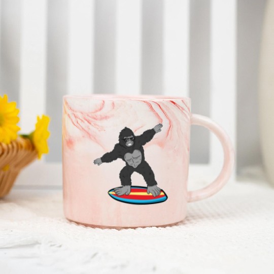 Gorilla Mokey Ape Surfing Surf Gift & Present Marble Mugs