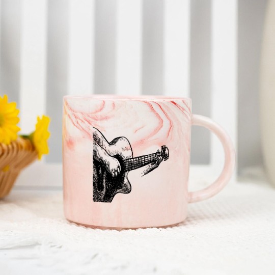Cool beautiful hand drawn guitar Marble Mugs