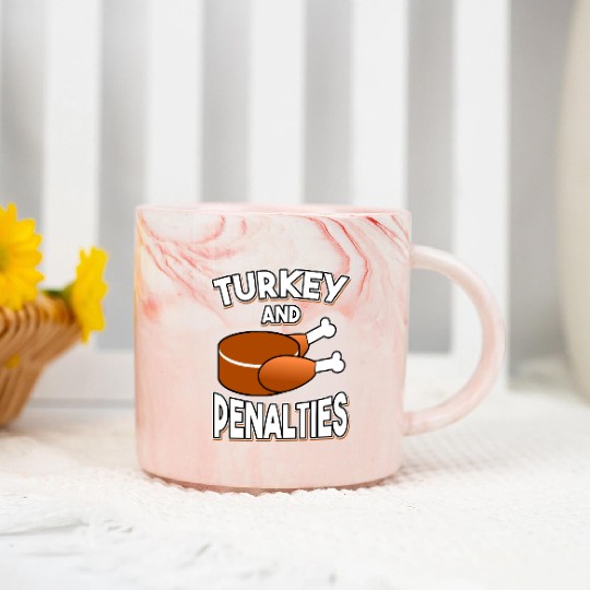 Turkey and Penalties Hockey Gift Thanksgiving Marble Mugs