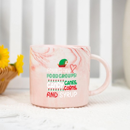 four main food groups candy candy funny elf saying Marble Mugs