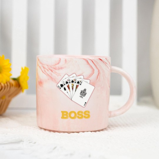 Boss Jack Queen King Ace Funny Gift Marble Mugs