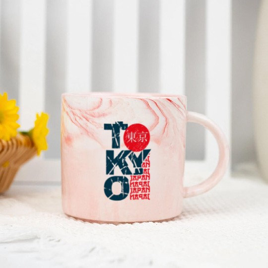 Tokyo japan Marble Mugs stamp lettering.