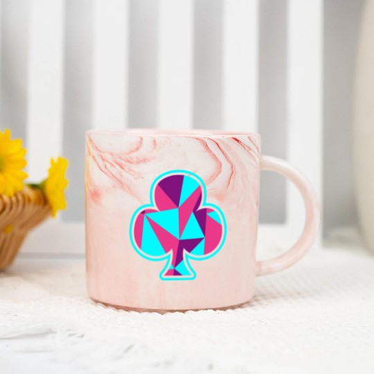 Playing card clover gift game player poker neon Marble Mugs