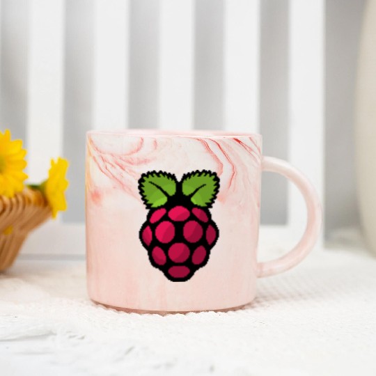 Raspberry Pi Pixel Logo Marble Mugs
