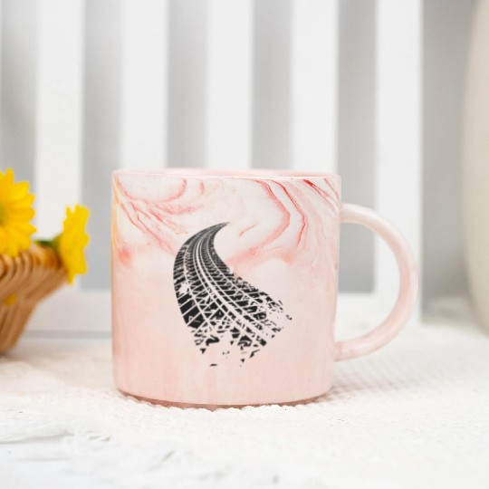 Dirty tire tracks fading into the horizon Marble Mugs