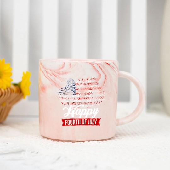 Fourth Of July Marble Mugs USA Flag Fireworks 4th of