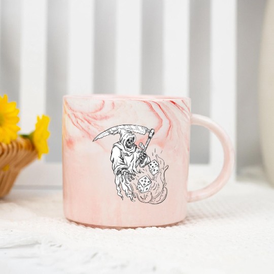 The Grim Reaper Rolling the Dice Drawing Marble Mugs