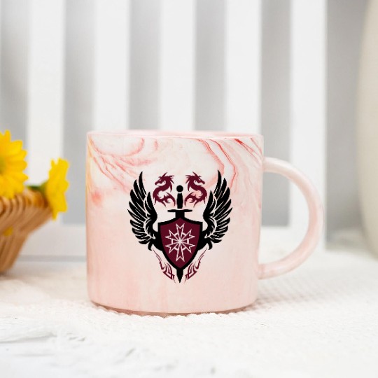 warrior shield and dragon crest Marble Mugs
