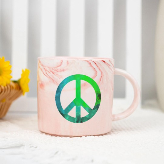 Peace green blue watercolor colorful gift symbol Marble Mugs