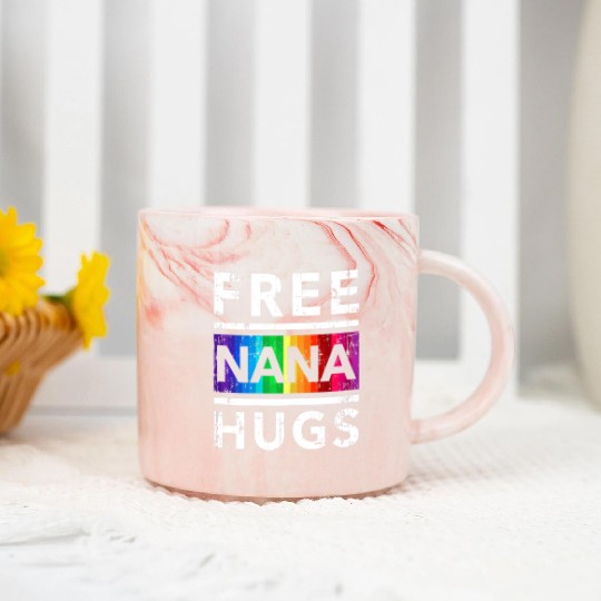 Womens Free Nana Hug LGBT Pride Month Grandma Nana Marble Mugs