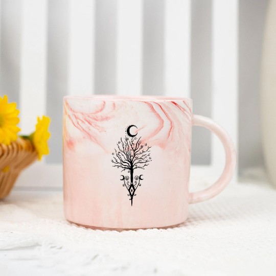 Tree Moon Night Stars Pagan Wicca Marble Mugs