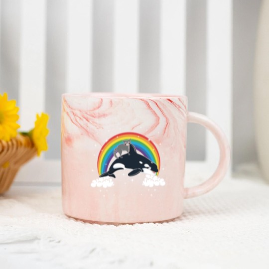 Raccoon Trash Panda Funny Orca Killer Whale Gift Marble Mugs