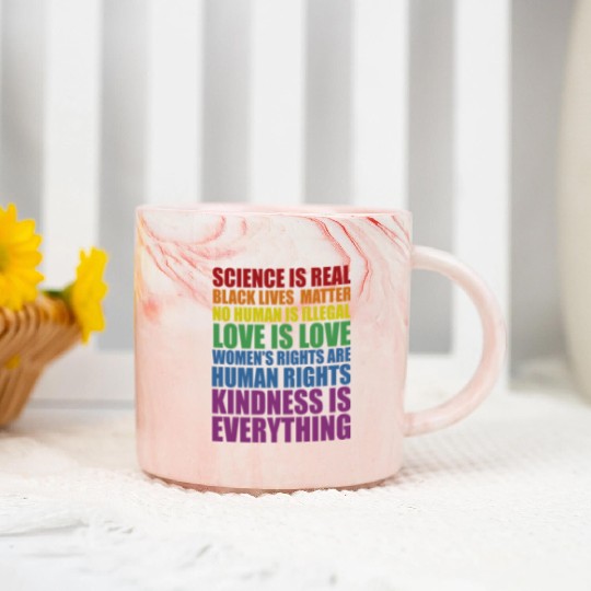 Science is Real Black Lives Matter Love Is... Marble Mugs