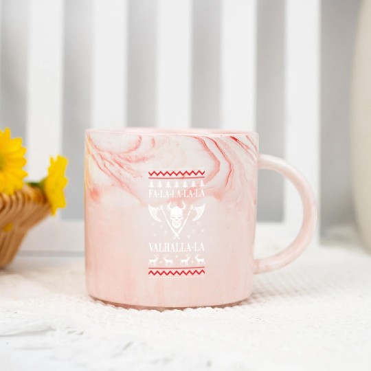 Ugly Christmas Viking Fa La La La La Valhalla La Marble Mugs