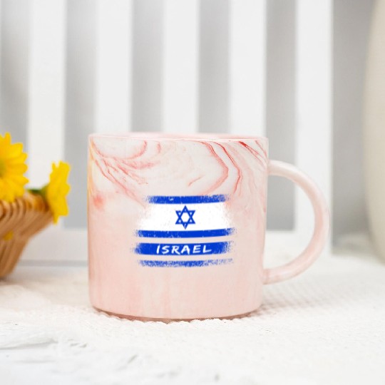 Israel Vintage Flag / Gift Jerusalem Marble Mugs