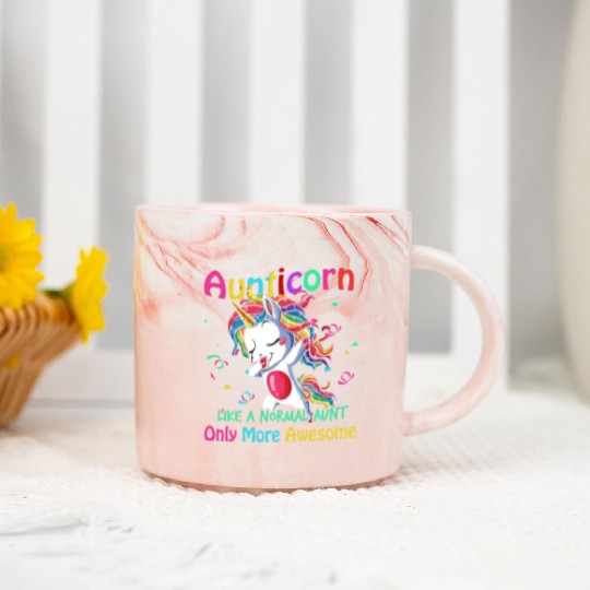 Aunticorn Like A Normal Aunt Only Awesome Unicorn Marble Mugs