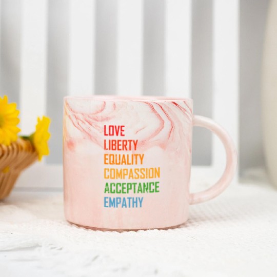 Love Liberty Equality LGBTQ Feminism Gay Pride Marble Mugs