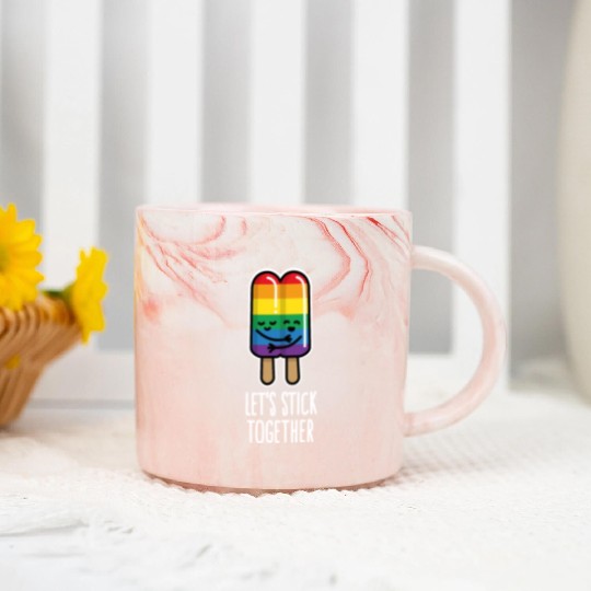 Let's stick together funny gay couple popsicle Marble Mugs