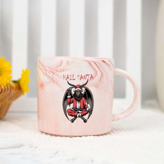 Christmas Hail Santa Satanism Goat Baphomet Satan Marble Mugs