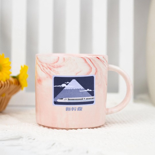 Japanese Bullet Train Passing Mt. Fuji Marble Mugs