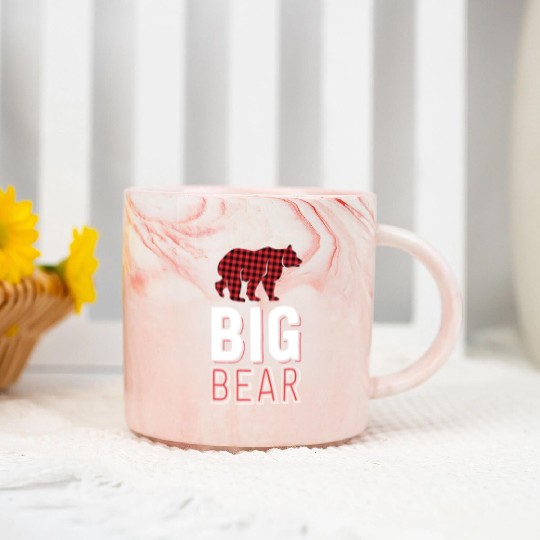 Big Bear Kids Red Buffalo Plaid Matching Family Marble Mugs