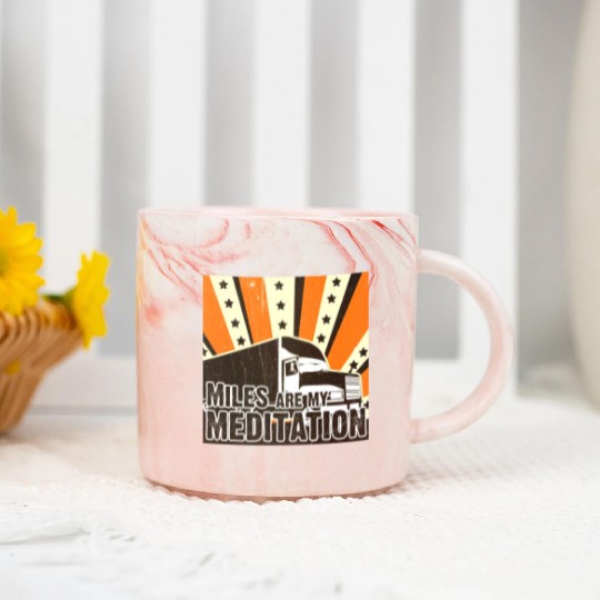 Truck Driver Load Miles Happy Trucker Road Runner Marble Mugs