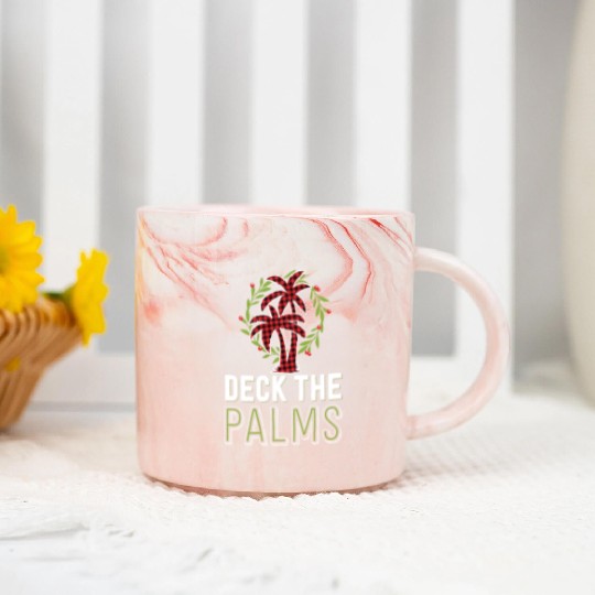 Deck The Palms Tropical Hawaiian Buffalo Plaid Marble Mugs