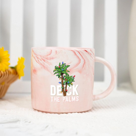 Deck The Palm Tree Lights Tropical Hawaii Family Marble Mugs
