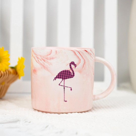 Pink Buffalo Plaid Flamingo Christmas Family Marble Mugs