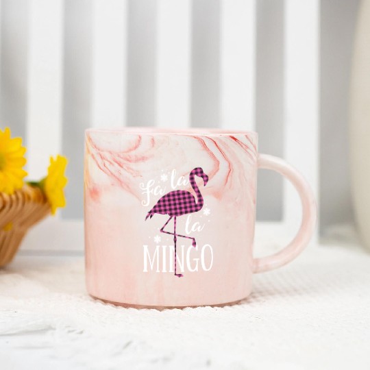 Fa La La Mingo Flamingo Christmas Marble Mugs Pink