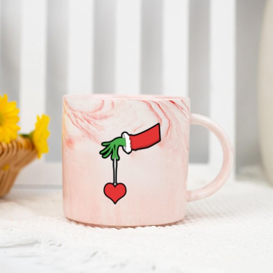 Christmas Heart winter snow family love present Marble Mugs