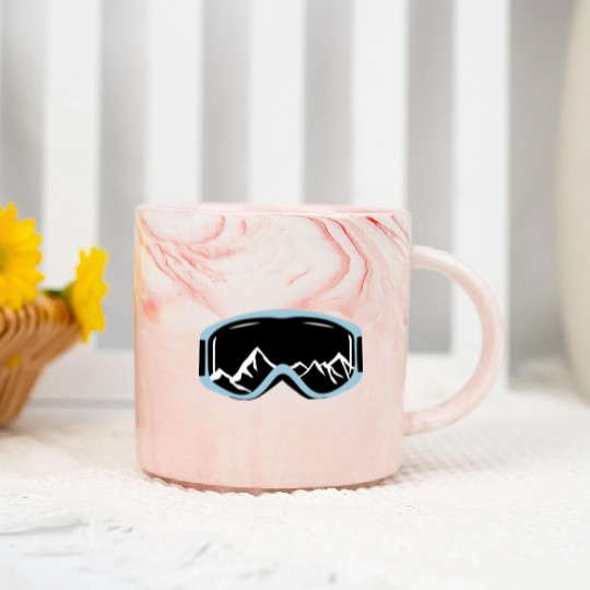 Skiing goggles and mountains Marble Mugs