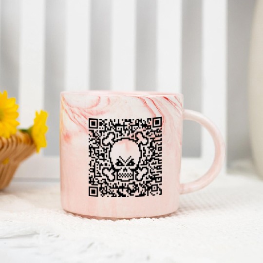 Skull And Crossbones (Quick Response Code / POS) Marble Mugs