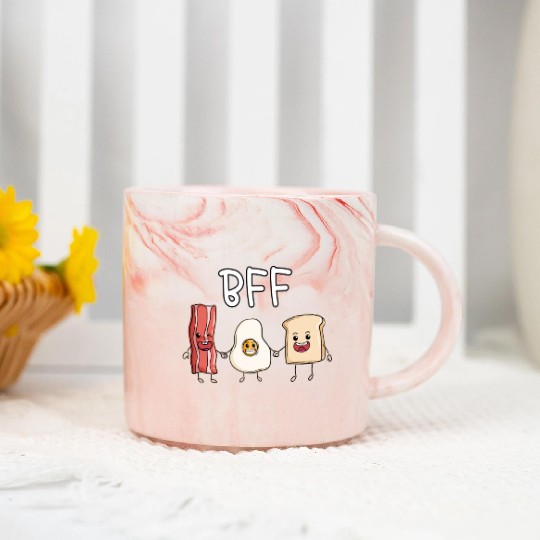 Fried egg bacon and toast best friends forever Marble Mugs